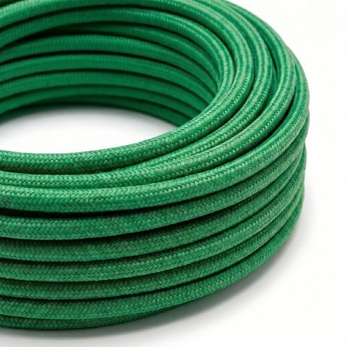 5m Stofledning 2x0.75 mm², tekstil - 230V, Mørkegrøn