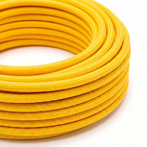 5m Stofledning 2x0.75 mm², tekstil - 230V, Gul