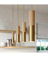 Lampefatning & roset, Designer - Træ og guld look, 2m ledning