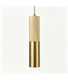 Lampefatning & roset, Designer - Træ og guld look, 2m ledning