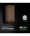 10W LED væglampe 3-i-1 - Cortenfarvet hus, IP65, op/ned lys, inkl. lyskilde
