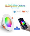 6 stk. RGB+CCT Smart Home downlight - 5W LED, Bluetooth, fjernbetjening, virker med Google Home, Alexa og smartphones