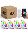 4 stk. RGB+CCT Smart Home downlight - 5W LED, Bluetooth, virker med Google Home, Alexa og smartphones