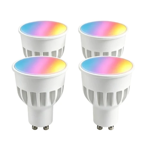 4x GU10 5W Smart Home LED pære - Bluetooth, 6,6 cm høj, virker med Google Home, Alexa og smartphones