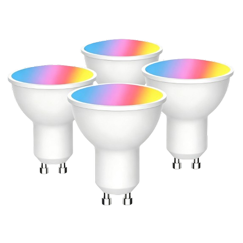 4x GU10 5W Smart Home LED pære - Bluetooth, RGB+CCT, Tuya/Smart Life