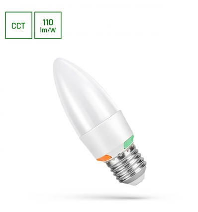 E27 6W LED kertepære - C37, CCT, 3-i-1 lysfarve, inkl. lyskilde