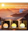 Wake-up Light Vækkeur, Solopgangseffekt - Bluetooth 5.3 højttaler, Sovelyde, Dæmpbar