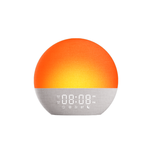 Wake-up Light Vækkeur, Solopgangseffekt - Bluetooth 5.3 højttaler, Sovelyde, Dæmpbar