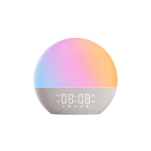 Wake-up Light Vækkeur, Solopgangseffekt - Bluetooth 5.3 højttaler, Sovelyde, Dæmpbar