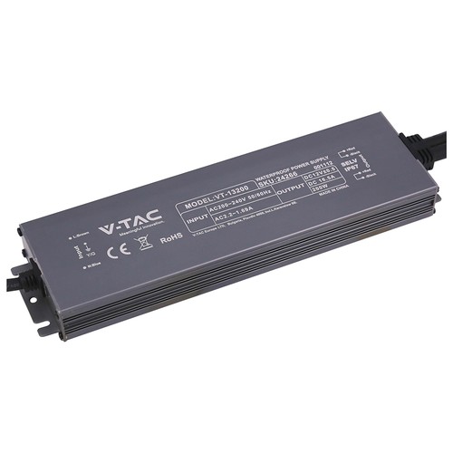 200W / 12V DC strømforsyning til LED strips - 16.6A, IP67 vandtæt