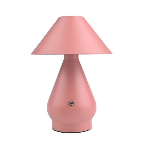 Opladelig LED bordlampe - Pink, Ø16cm, 21,5cm høj, touch dæmpbar, 3i1, IP20 indendørs