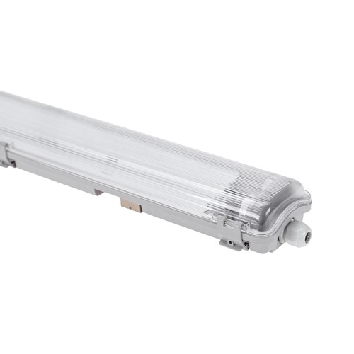 Limea T8 LED armatur - Til 2x120cm LED rør, IP65 vandtæt, gennemfortrådet, uden rør