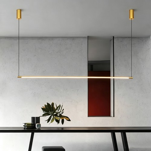 Guld spisebordslampe 126cm - 18W LED, 2800K, inkl. wireophæng