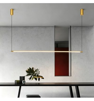 126cm dæmpbar spisebordslampe - Guld, 18W LED, inkl. wireophæng
