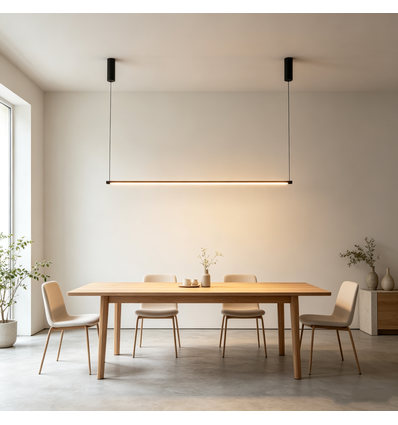 Sort spisebordslampe 126cm - 18W, inkl. wireophæng
