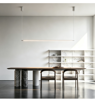 126cm dæmpbar spisebordslampe - Hvid, 18W LED, inkl. wireophæng