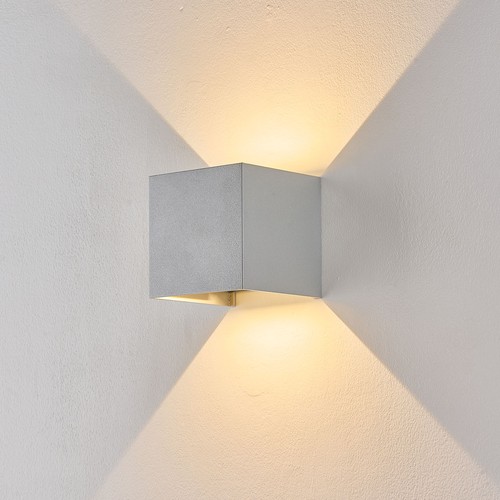 6W CUBIC PRO væglampe - IP65, sølvgrå, sløjfbar, justerbar, firkantet, op/ned, inde / ude, inkl. lyskilde