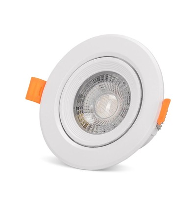7W Ø10cm LED indbygningsspot - Hul: Ø8 cm, Mål: Ø10 cm, Indbygget driver