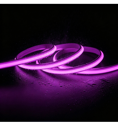 5m 9W/m Lilla Slim COB strip - 230V, IP67 vandtæt, 296 LED, kan klippes for hver 10cm