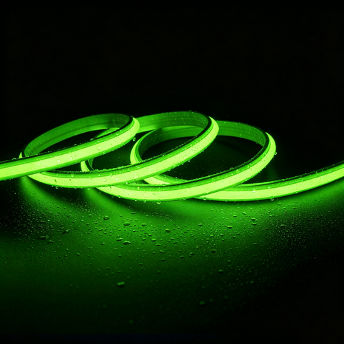 5m 9W/m Grøn Slim COB strip - 230V, IP67 vandtæt, 296 LED, kan klippes for hver 10cm