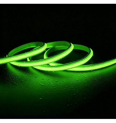 5m 9W/m Grøn Slim COB strip - 230V, IP67 vandtæt, 296 LED, kan klippes for hver 10cm