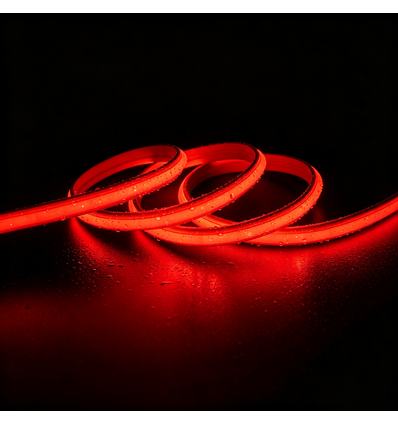 5m 9W/m Rød Slim COB strip - 230V, IP67 vandtæt, 296 LED, kan klippes for hver 10cm