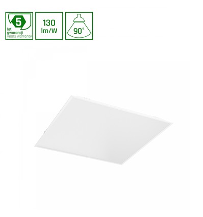 60x60 LED panel, 40W - UGR19, RA90, DALI dæmpbar, bagbelyst, hvid kant