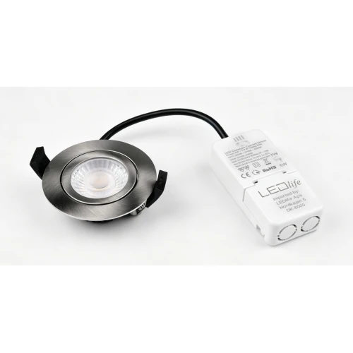 7W Ø8,3cm DimToWarm+CCT indbygningsspot dæmpbar RA96 - Hul: Ø6,8 cm, Mål: Ø8,3 cm, Børstet stål