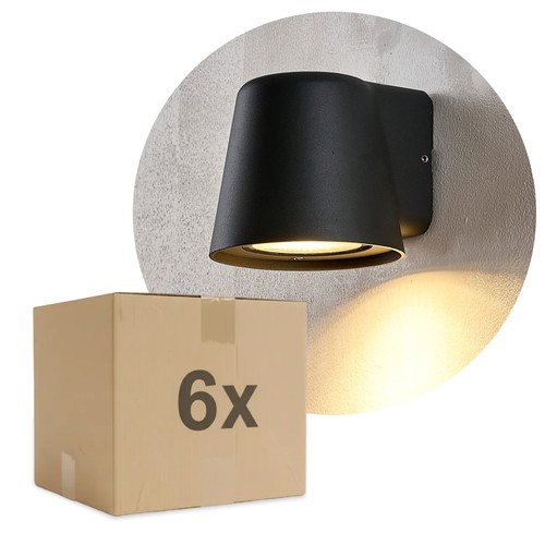 6 stk. Avero GU10 Væglampe Sort - IP65, uden lyskilde