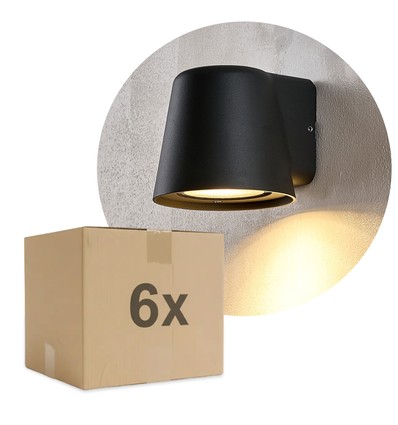 6 stk. Avero GU10 Væglampe Sort - IP65, uden lyskilde
