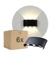 6 stk. 6W CURVE væglampe - IP65, sort, op/ned, udendørs, inkl. lyskilde