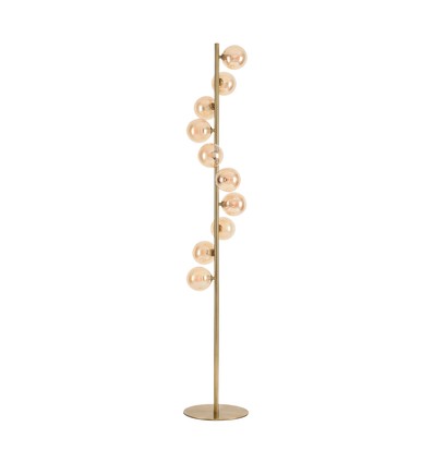 Denia 10xG9 gulvlampe messing/ravfarve - 160cm, ravfarvet glas, uden lyskilde