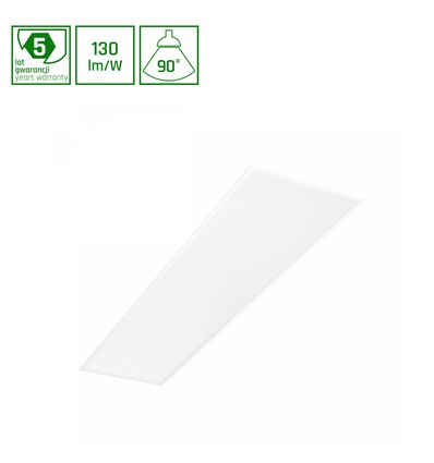 30x1200 LED panel, 40W - UGR19, RA90, DALI dæmpbar, bagbelyst, hvid kant