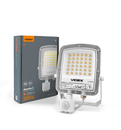 30W LED projektør med sensor - CCT, IP65, PIR bevægelsessensor, sort kabinet