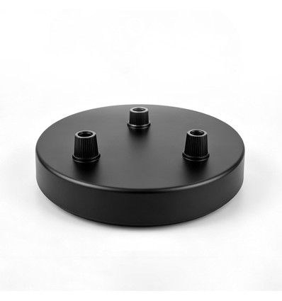 Baldakin i sort - Ø12cm, højde 2,5cm, 3 huller, loftroset