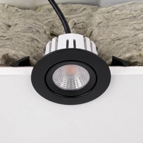 7W RA96 CCT + DimToWarm indbygningsspot til isolering - Dæmpbar, Hul: Ø6,8 cm, Mål: Ø9,3 cm, sort