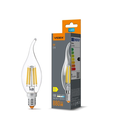 E14 6W LED kertepære filament - C37, neutral hvid
