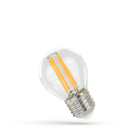 E27 5,5W LED kronepære filament - G45, 300° spredning