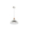 BIRK Hvid Ø19cm pendel - E27 fatning, 2m ledning, Metal / Træ