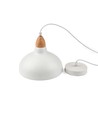 BIRK Hvid Ø19cm pendel - E27 fatning, 2m ledning, Metal / Træ