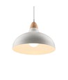 BIRK Hvid Ø19cm pendel - E27 fatning, 2m ledning, Metal / Træ