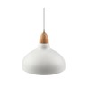 BIRK Hvid Ø24cm pendel - E27 fatning, 2m ledning, Metal / Træ