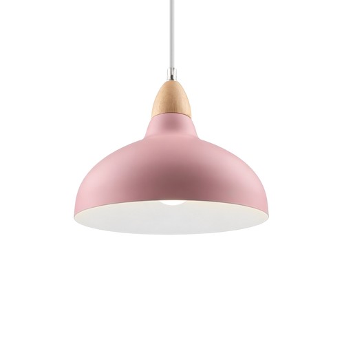 BIRK Pink Ø19cm pendel - E27 fatning, 2m ledning, Metal / Træ