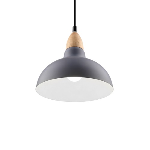 BIRK gråblå Ø24cm pendel - E27 fatning, 2m ledning, Metal / Træ