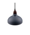 BIRK Grå Ø24cm pendel - E27 fatning, 2m ledning, Metal / Træ