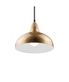 BIRK Messing Ø19cm pendel - E27 fatning, 2m ledning, Metal / Træ