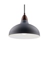 BIRK Grå Ø19cm pendel - E27 fatning, 2m ledning, Metal / Træ