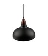 BIRK Sort Ø19cm pendel - E27 fatning, 2m ledning, Metal / Træ
