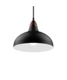 BIRK Sort Ø19cm pendel - E27 fatning, 2m ledning, Metal / Træ