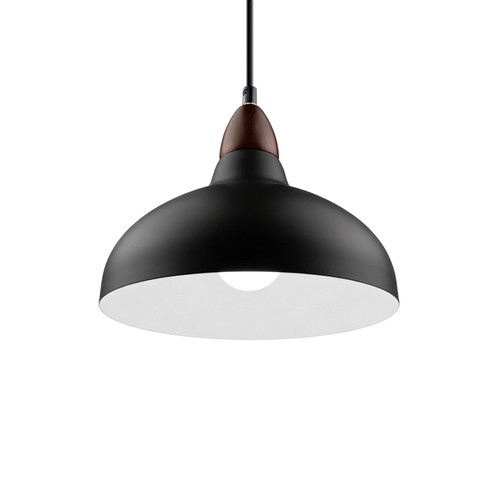 BIRK Sort Ø24cm pendel - E27 fatning, 2m ledning, Metal / Træ